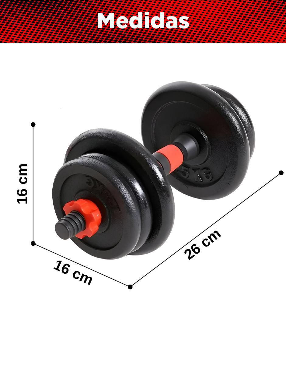 Set mancuernas de peso variable X-rush 30 kg 22 piezas
