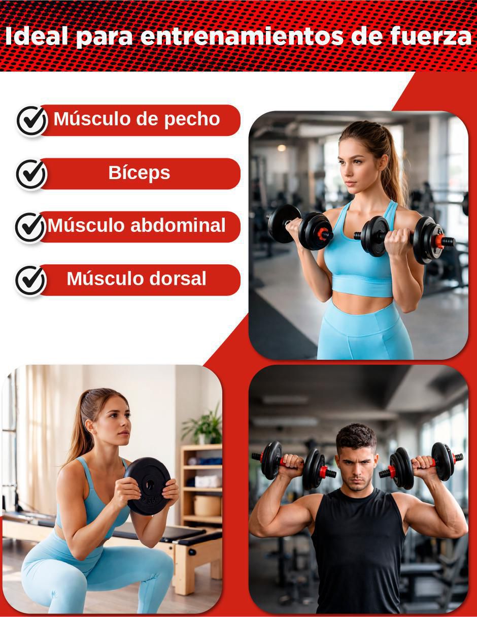 Set mancuernas de peso variable X-rush 30 kg 22 piezas