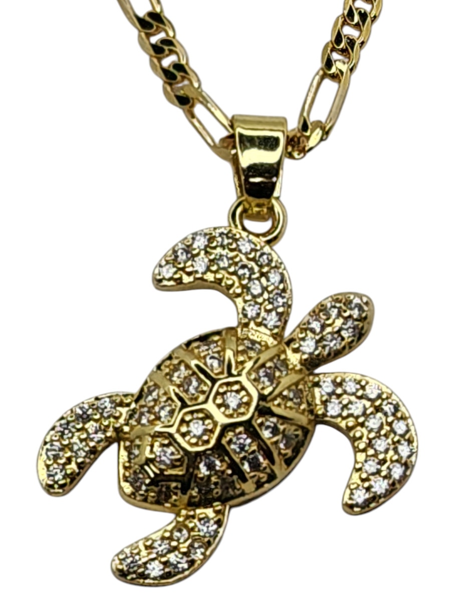 Collar con dije de tortuga de oro laminado 14 K