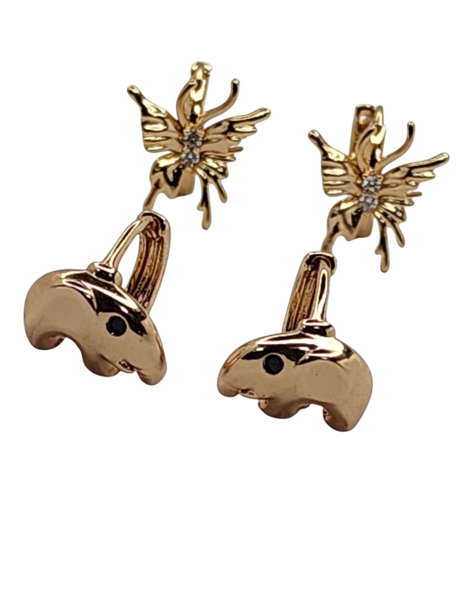 Aretes de mariposa Limerence by Claudia Herrera Amor de Oro laminado 14 K con acabado Brillante