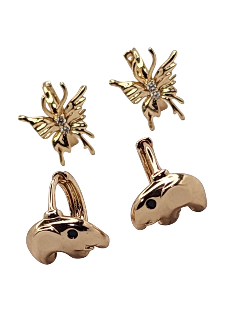 Aretes de mariposa Limerence by Claudia Herrera Amor de Oro laminado 14 K con acabado Brillante
