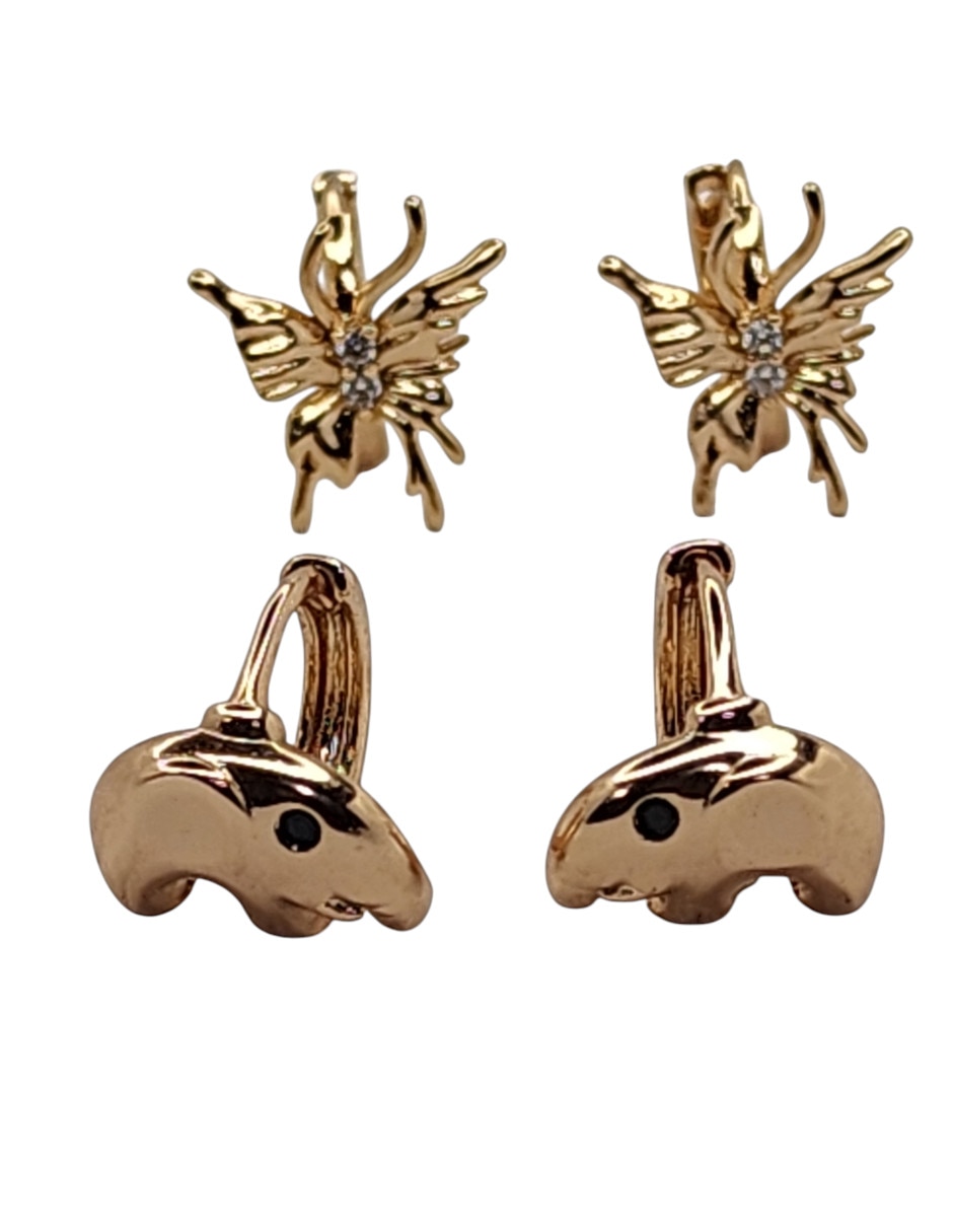 Aretes de mariposa Limerence by Claudia Herrera Amor de Oro laminado 14 K con acabado Brillante