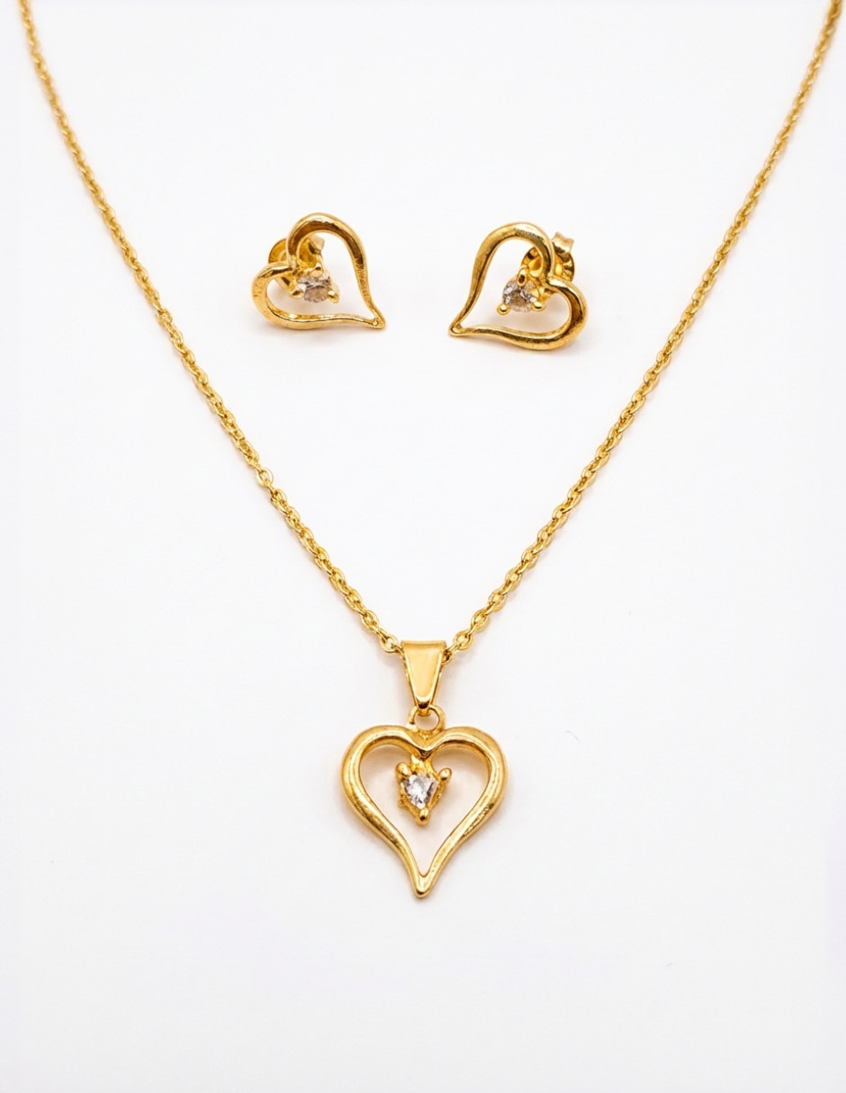 Set de collar y aretes generica oro laminado de oro 18 k zirconia
