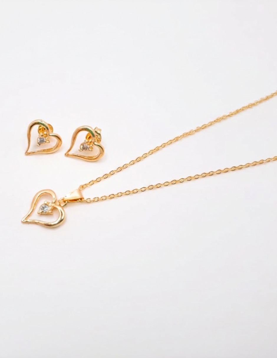 Set de collar y aretes oro laminado de oro 18 k zirconia 6