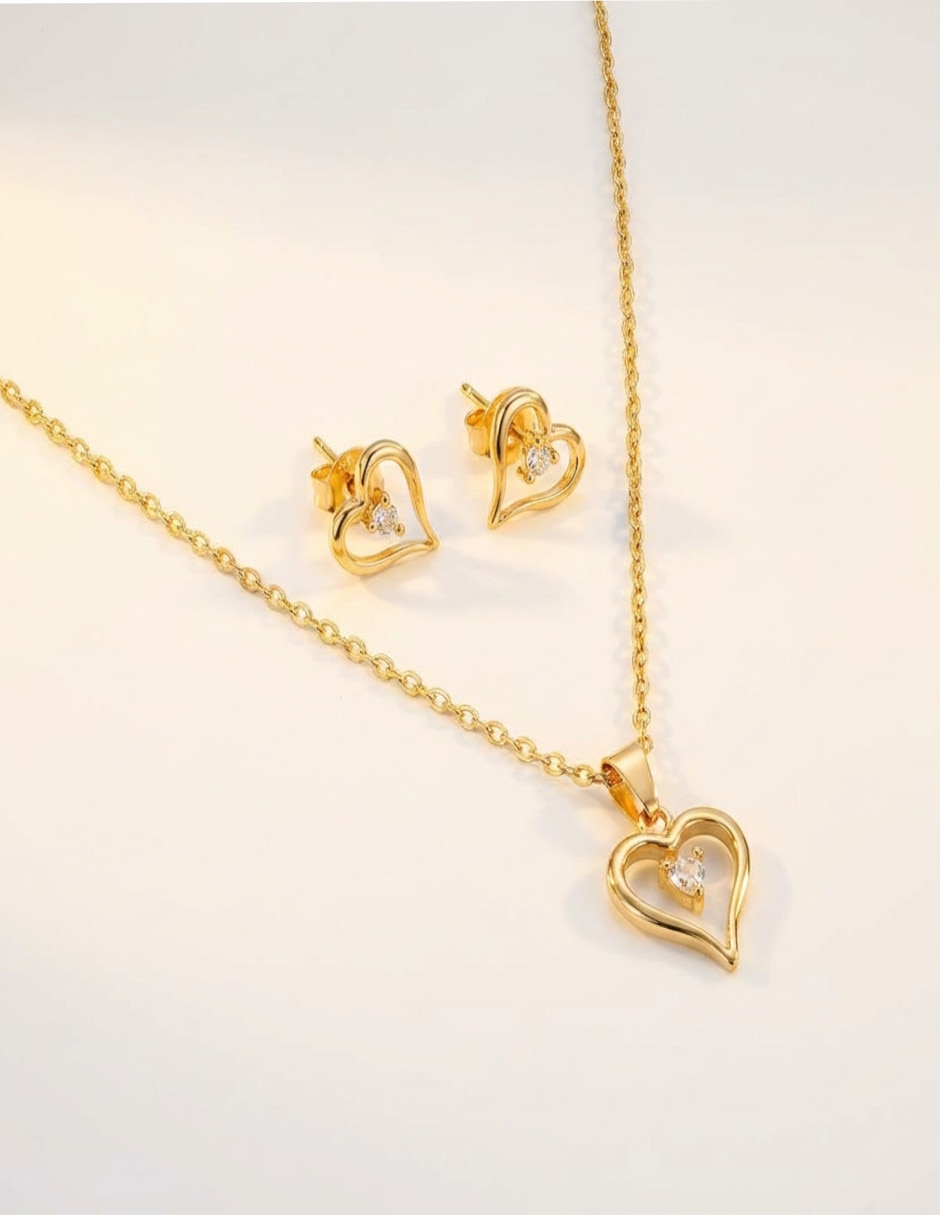 Set de collar y aretes oro laminado de oro 18 k zirconia 5