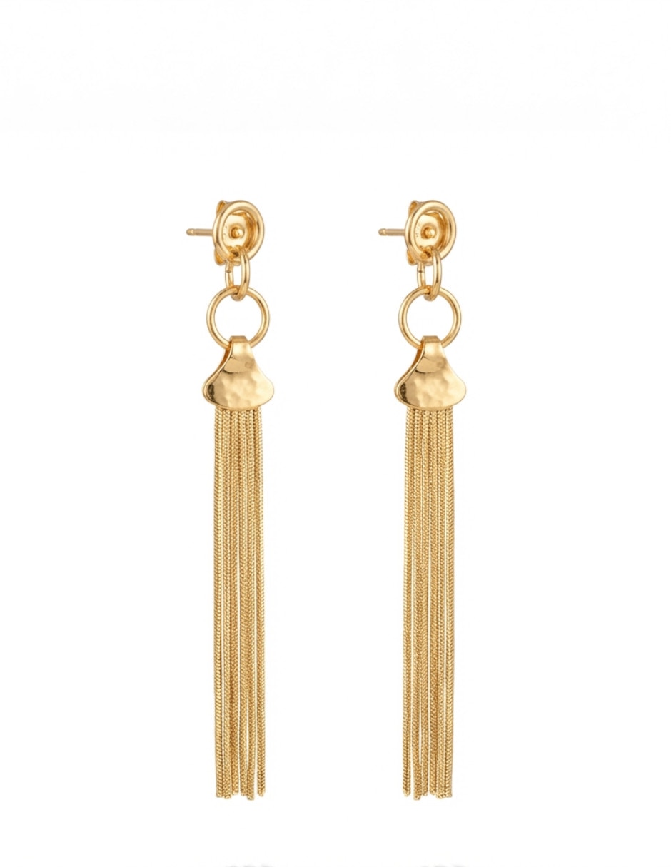 Aretes largos Generica de oror laminado 18 K
