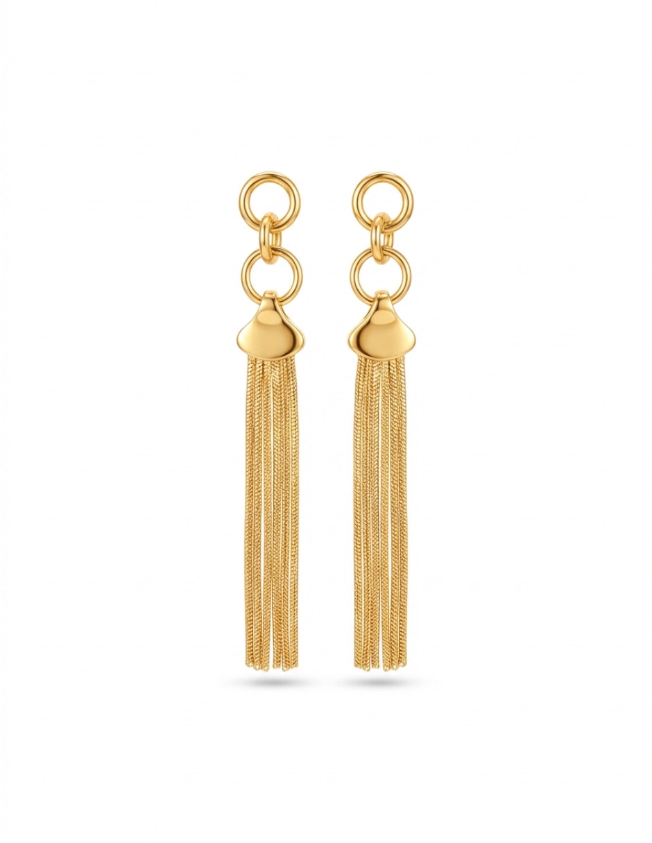 Aretes largos de oror laminado 18 K 4