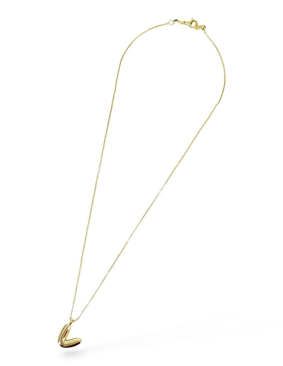 Collar con dije de letra v de oro laminado 18 k 5