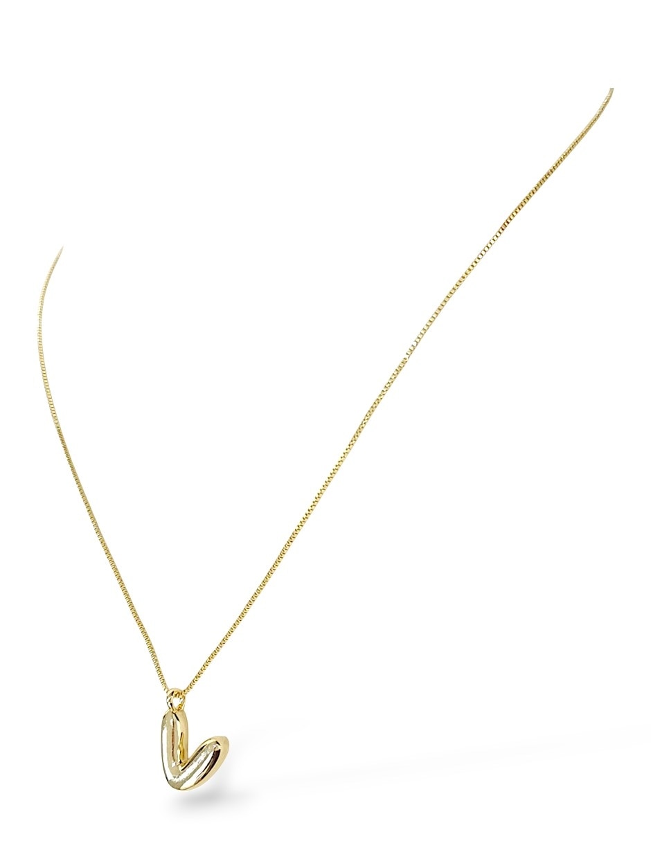 Collar con dije de letra v de oro laminado 18 k