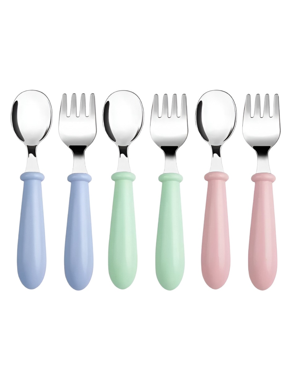 Set cubiertos infantil de acero inoxidable 6 piezas