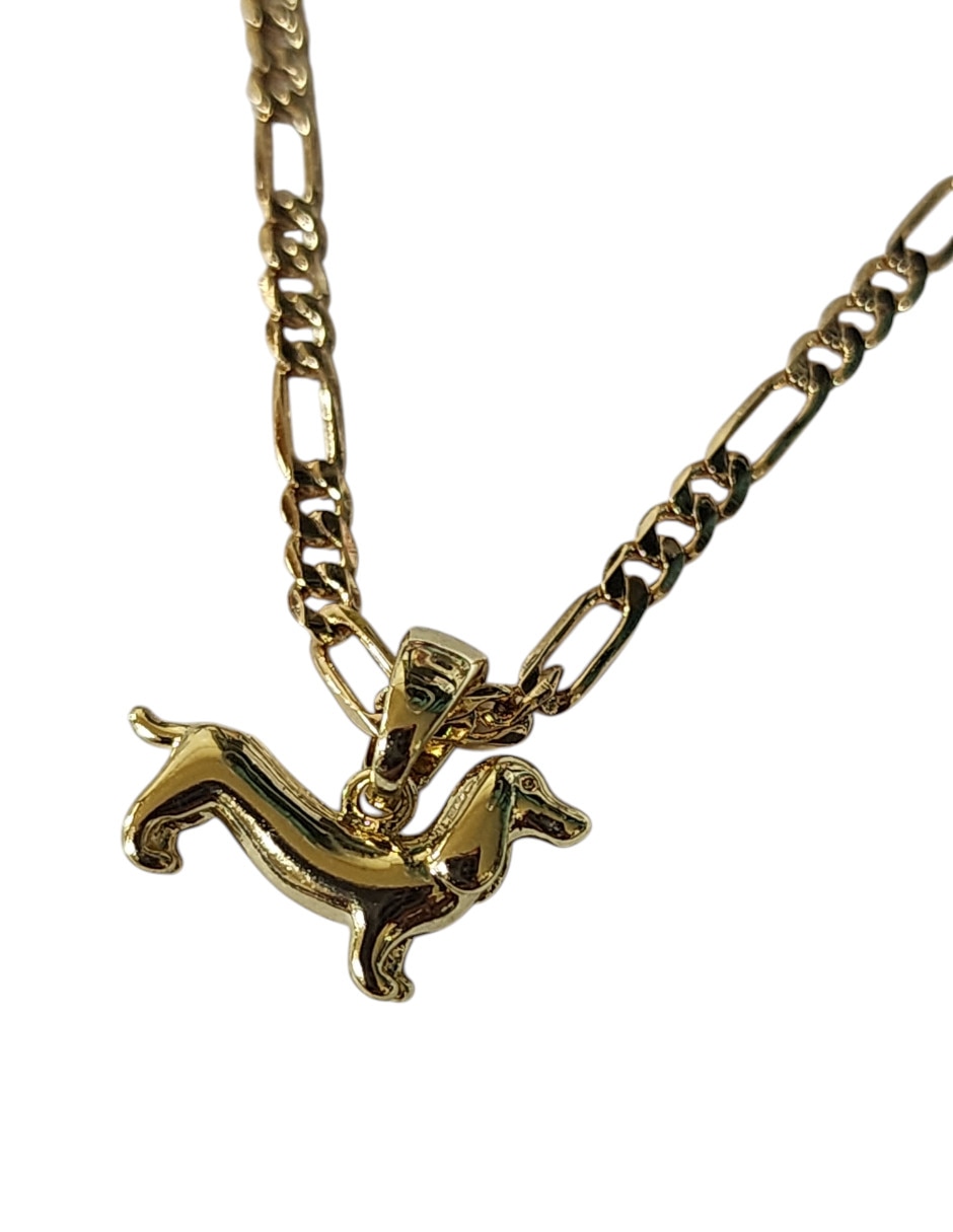 Collar con dije de perro Salchicha de oro laminado 14 K 5