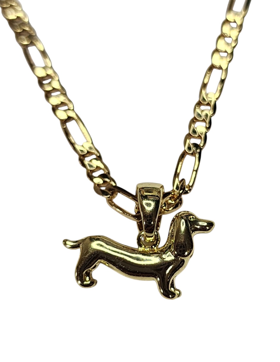 Collar con dije de perro Salchicha de oro laminado 14 K 4