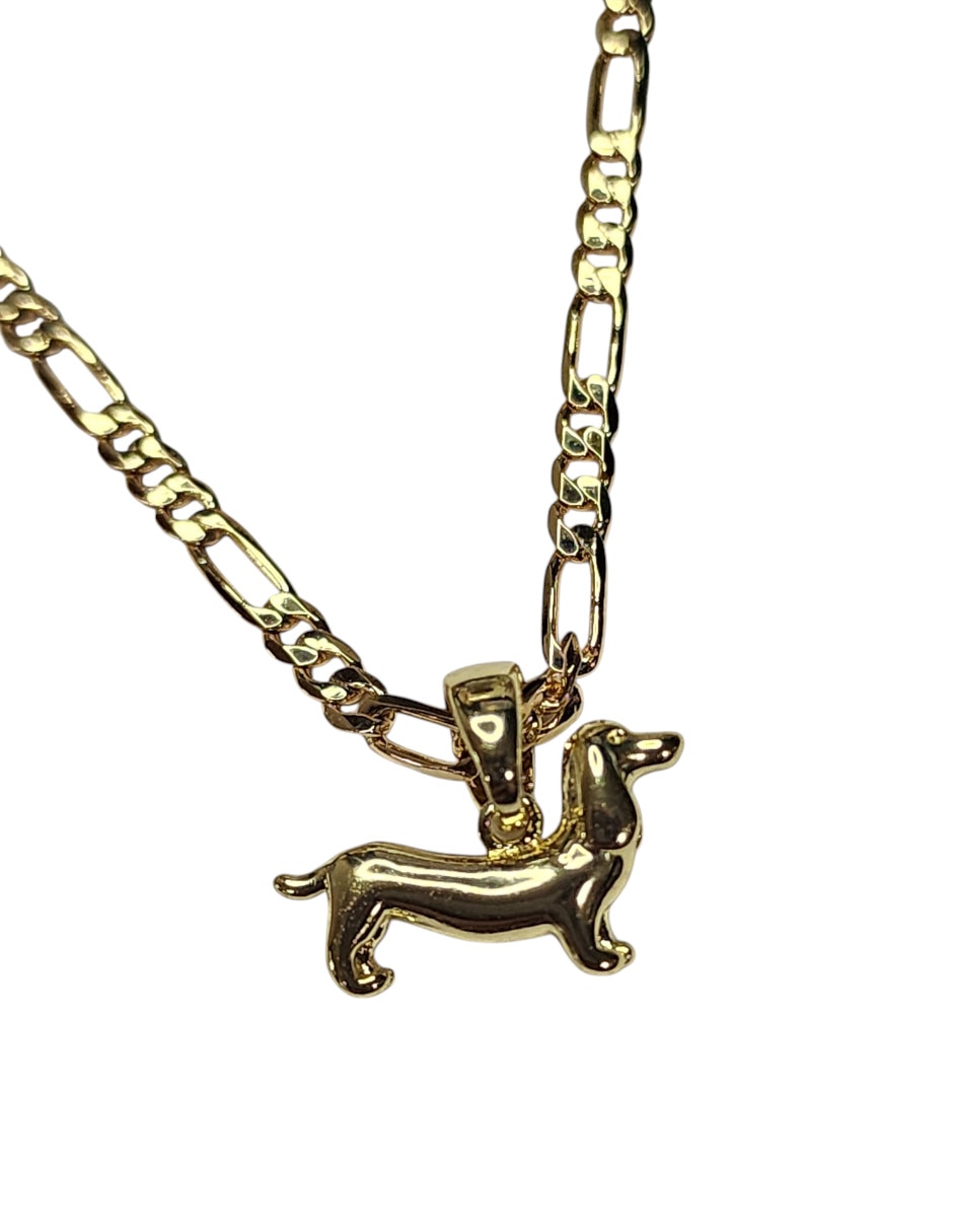 Collar con dije de perro Salchicha de oro laminado 14 K 3