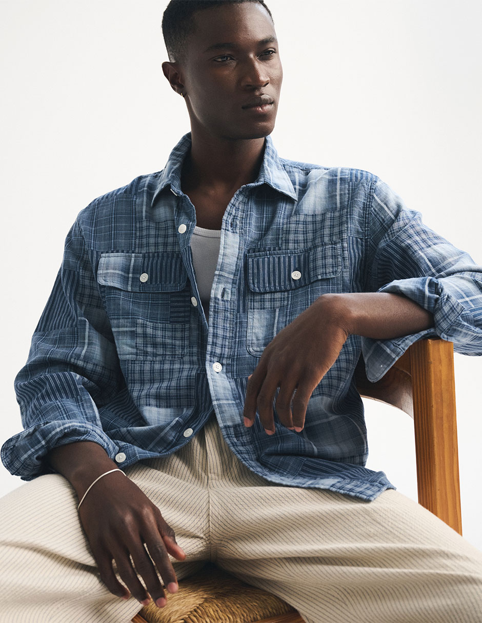 "camisa/sobrecamisa" casual "de" (si aplica) algodón "manga" larga "para hombre" 3