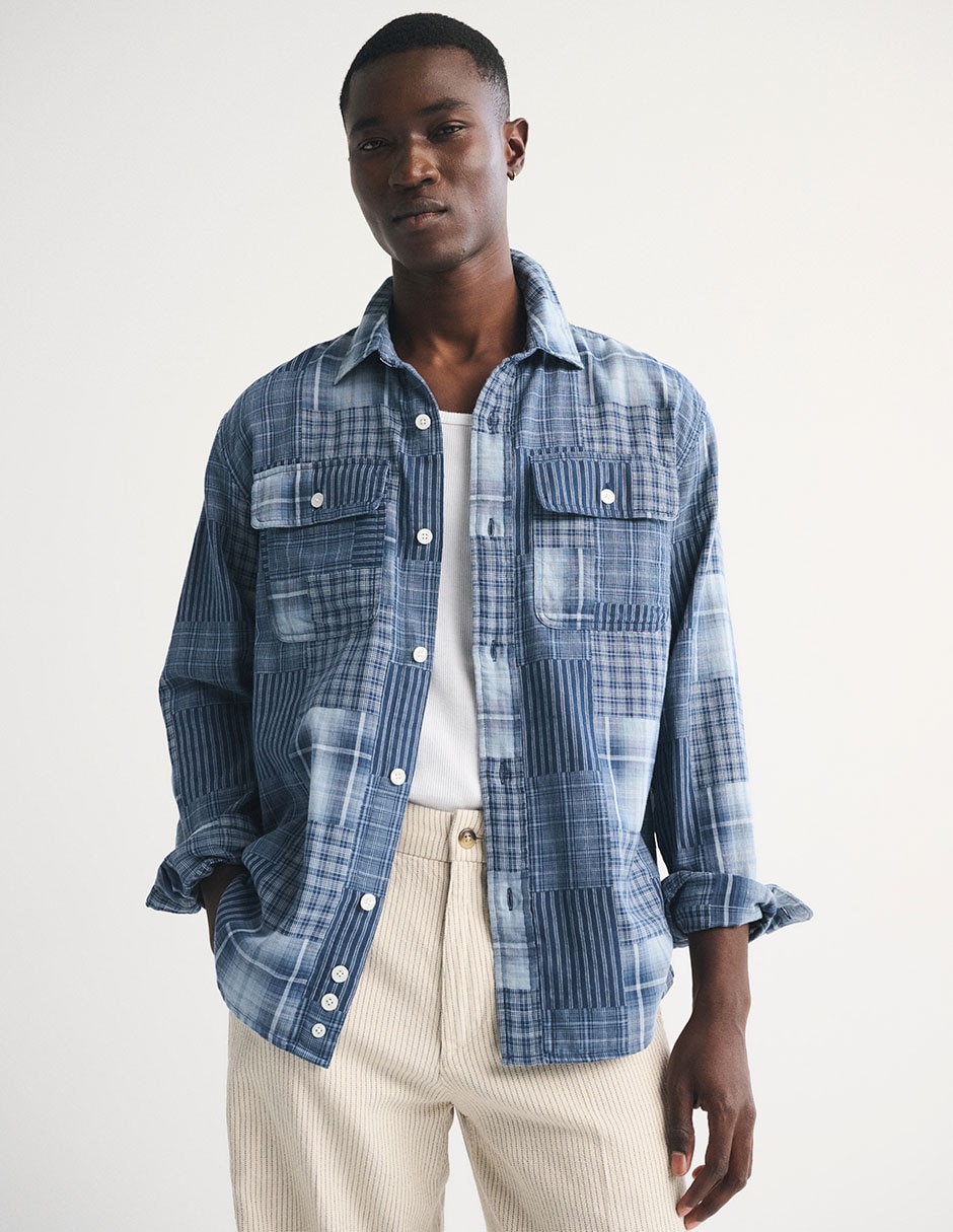 "camisa/sobrecamisa" casual "de" (si aplica) algodón "manga" larga "para hombre" 4