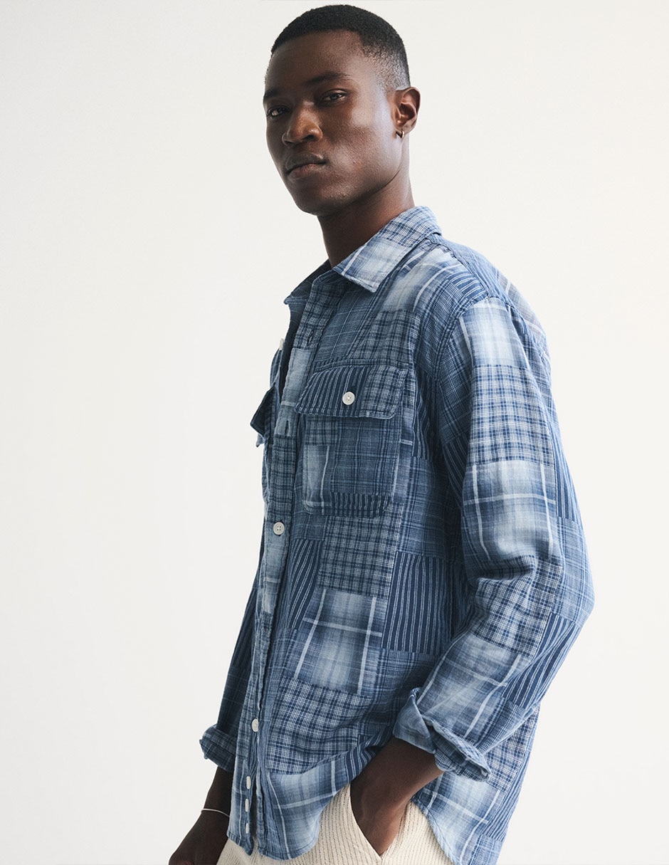 "camisa/sobrecamisa" casual "de" (si aplica) algodón "manga" larga "para hombre" 2