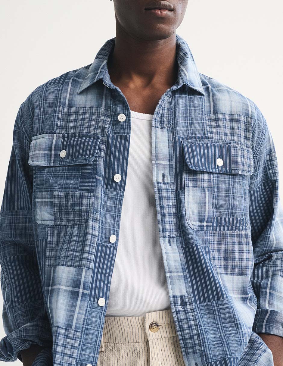 "camisa/sobrecamisa" casual "de" (si aplica) algodón "manga" larga "para hombre" 7