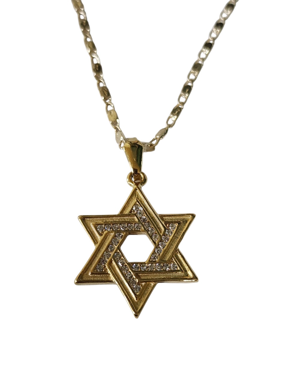 Collar con dije Estrella de David Limerence by Claudia Herrera Suerte de Oro laminado 14 K
