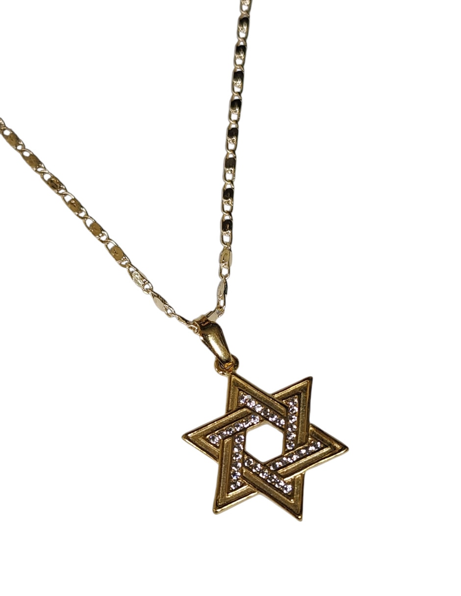 Collar con dije Estrella de David Limerence by Claudia Herrera Suerte de Oro laminado 14 K