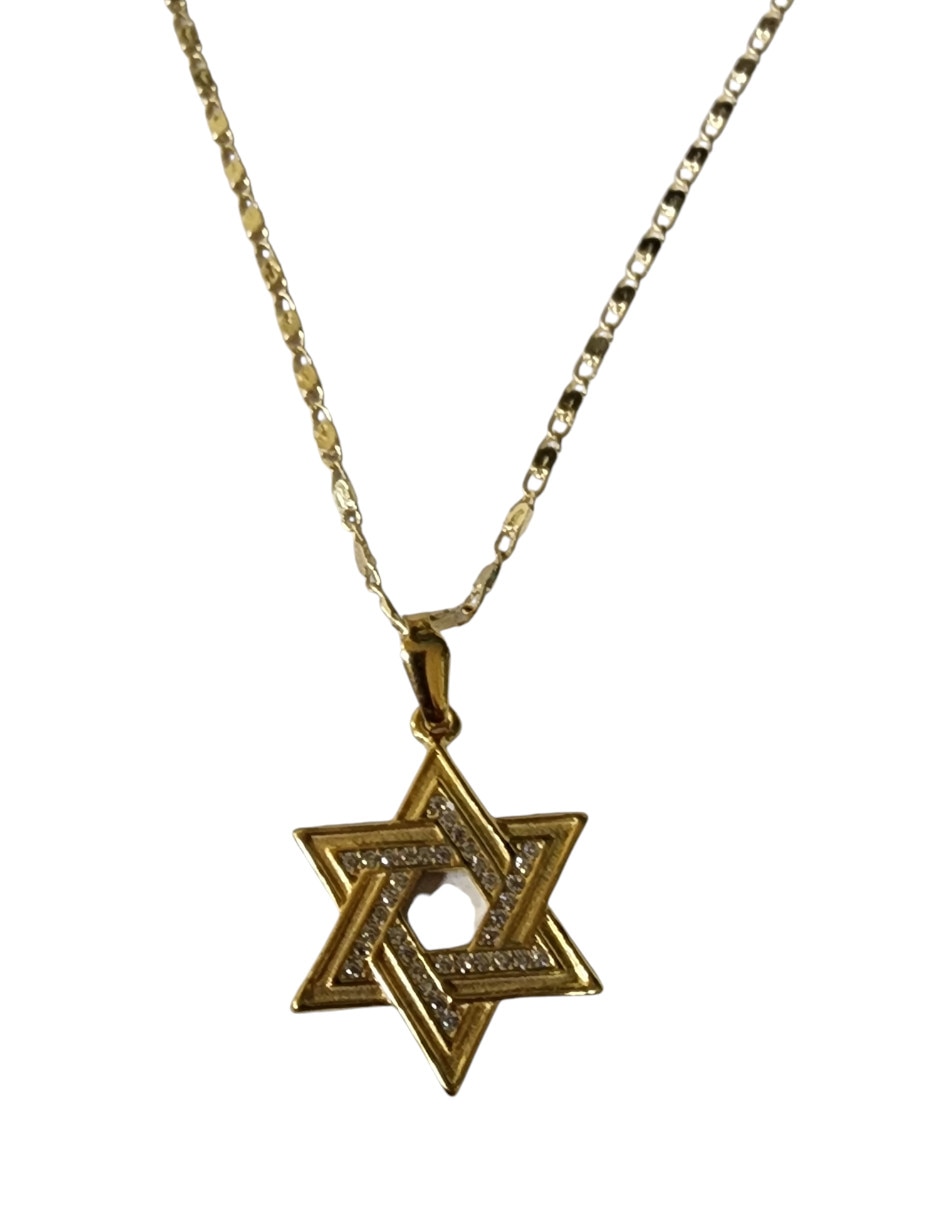 Collar con dije Estrella de David Limerence by Claudia Herrera Suerte de Oro laminado 14 K