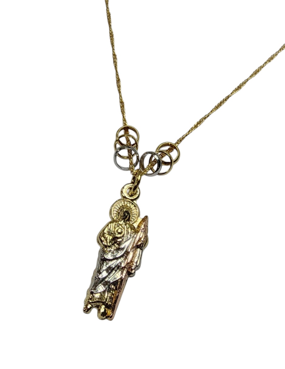 Collar con dije San Judas Tadeo Limerence by Claudia Herrera de Oro laminado 14 K