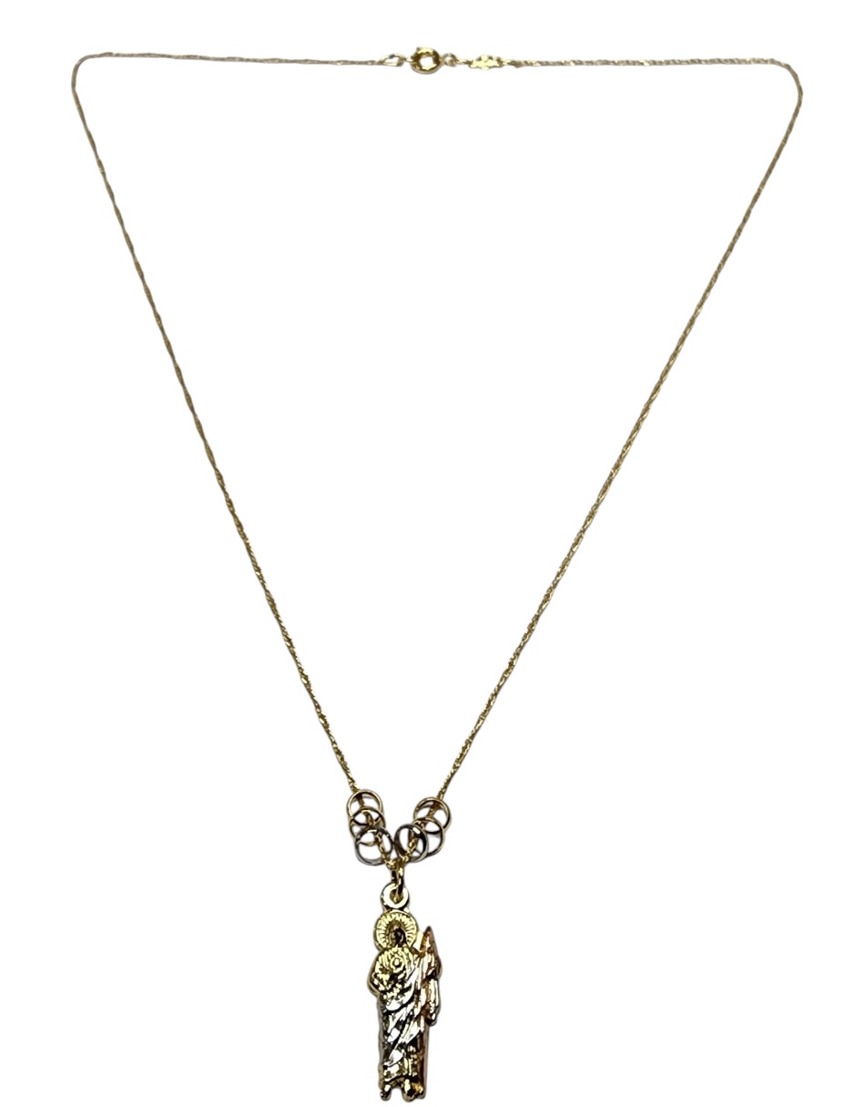 Collar con dije San Judas Tadeo Limerence by Claudia Herrera de Oro laminado 14 K