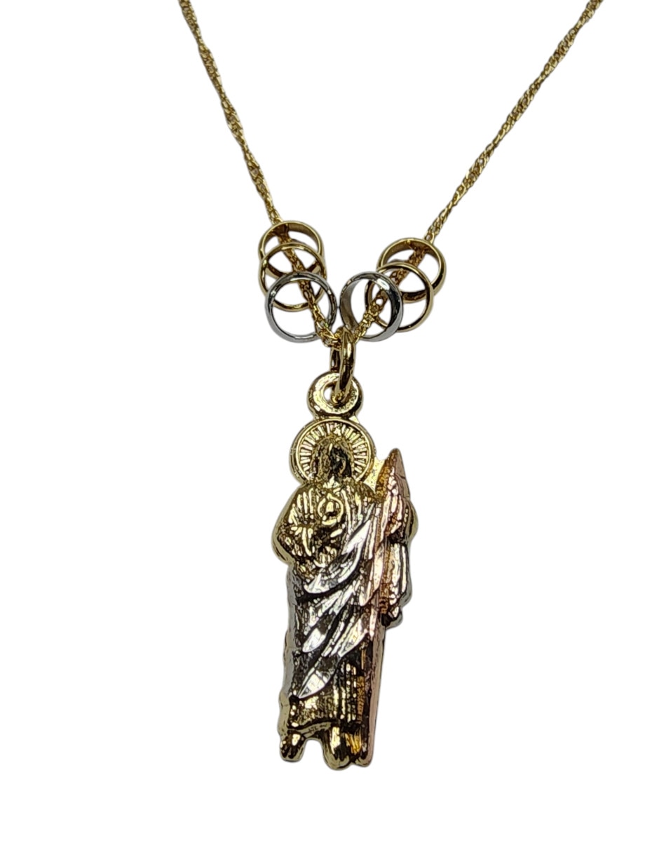 Collar con dije San Judas Tadeo Limerence by Claudia Herrera de Oro laminado 14 K