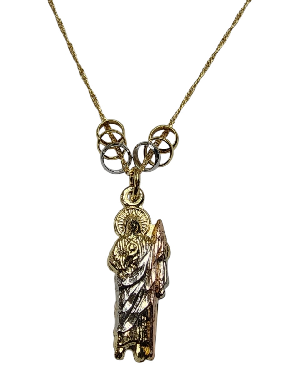 Collar con dije San Judas Tadeo Limerence by Claudia Herrera de Oro laminado 14 K