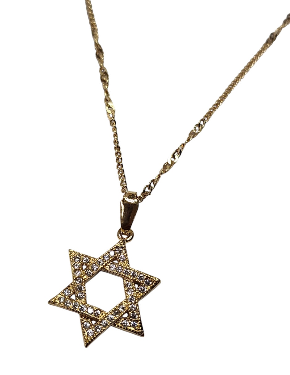 Collar con dije de Estrella de David Limerence By Claudia Herrera de oro laminado 14 K