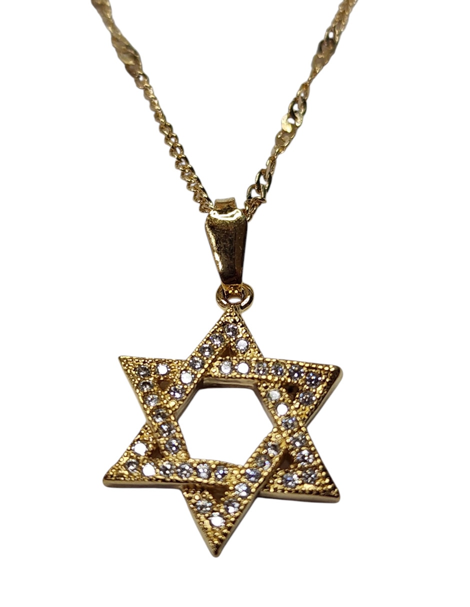 Collar con dije de Estrella de David Limerence By Claudia Herrera de oro laminado 14 K