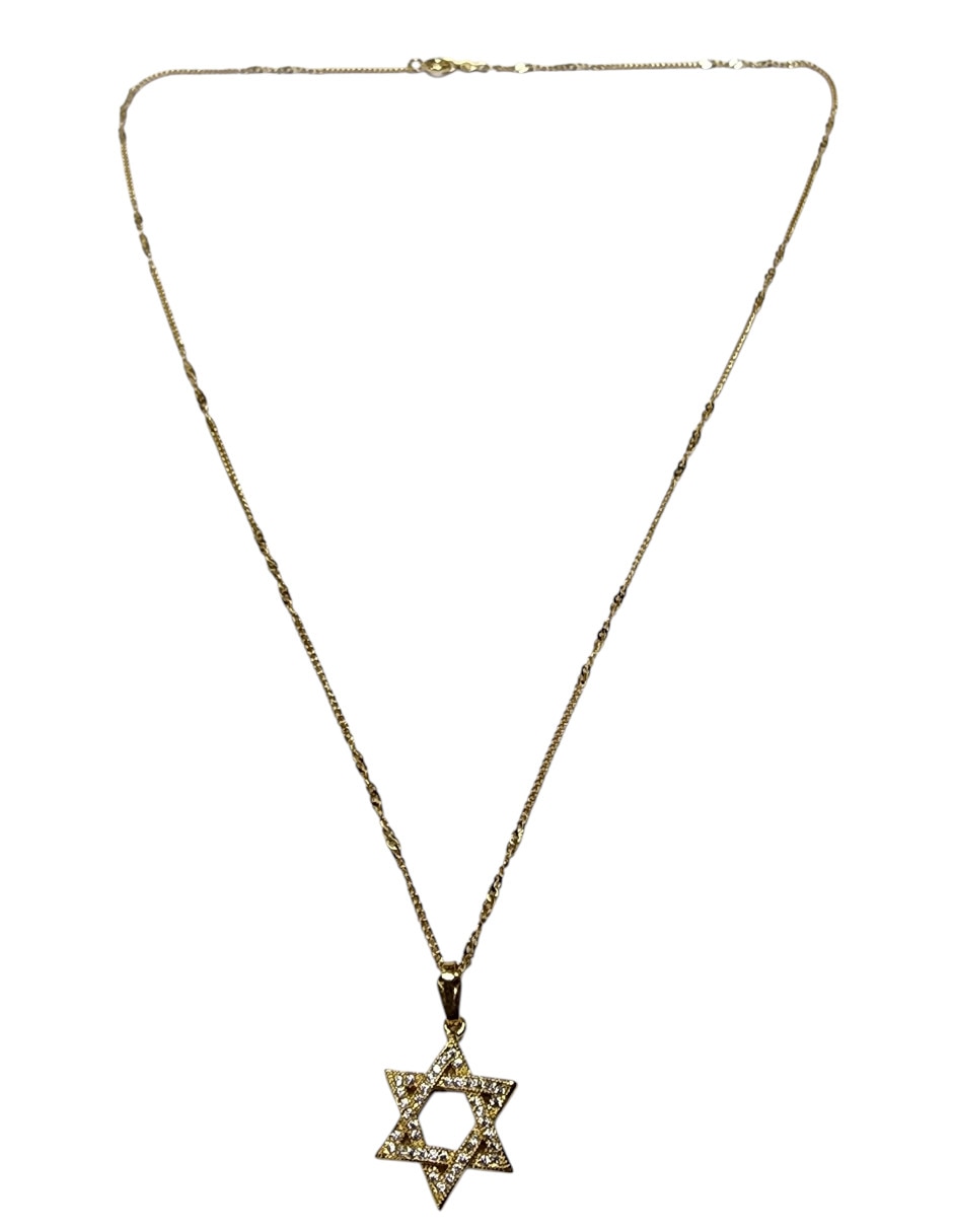 Collar con dije de Estrella de David Limerence By Claudia Herrera de oro laminado 14 K
