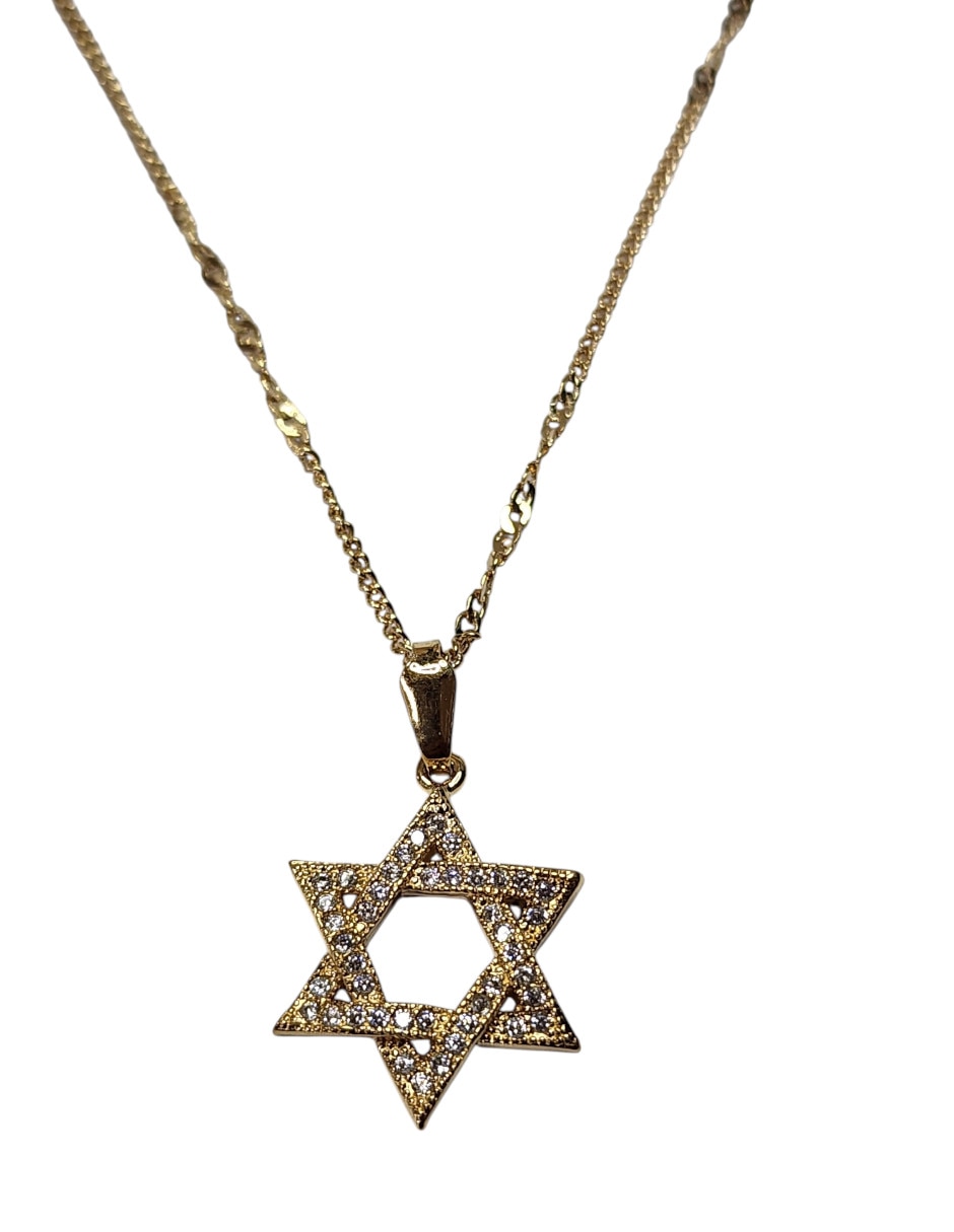 Collar con dije de Estrella de David Limerence By Claudia Herrera de oro laminado 14 K