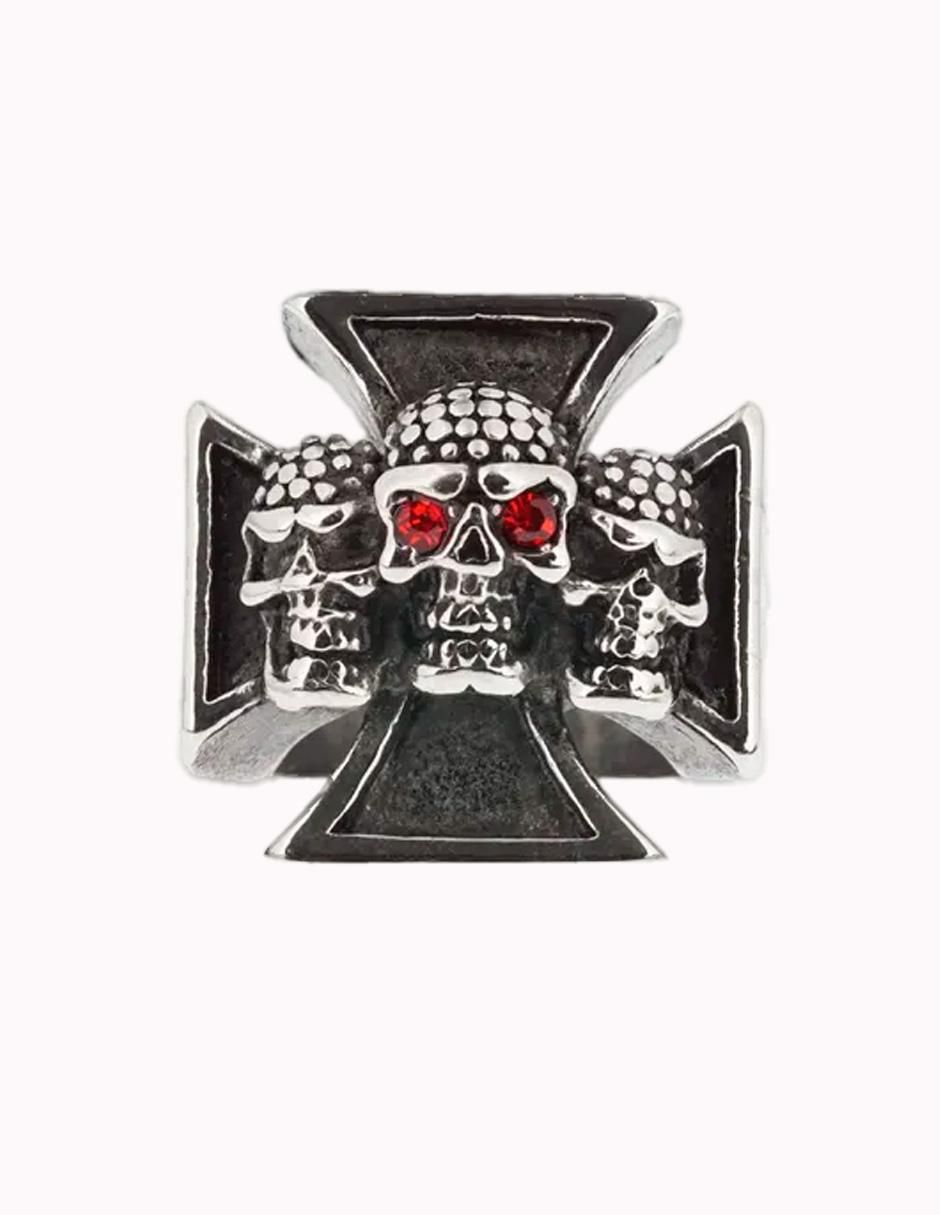 Anillo de calavera nira zirconia cúbica acabado pulido