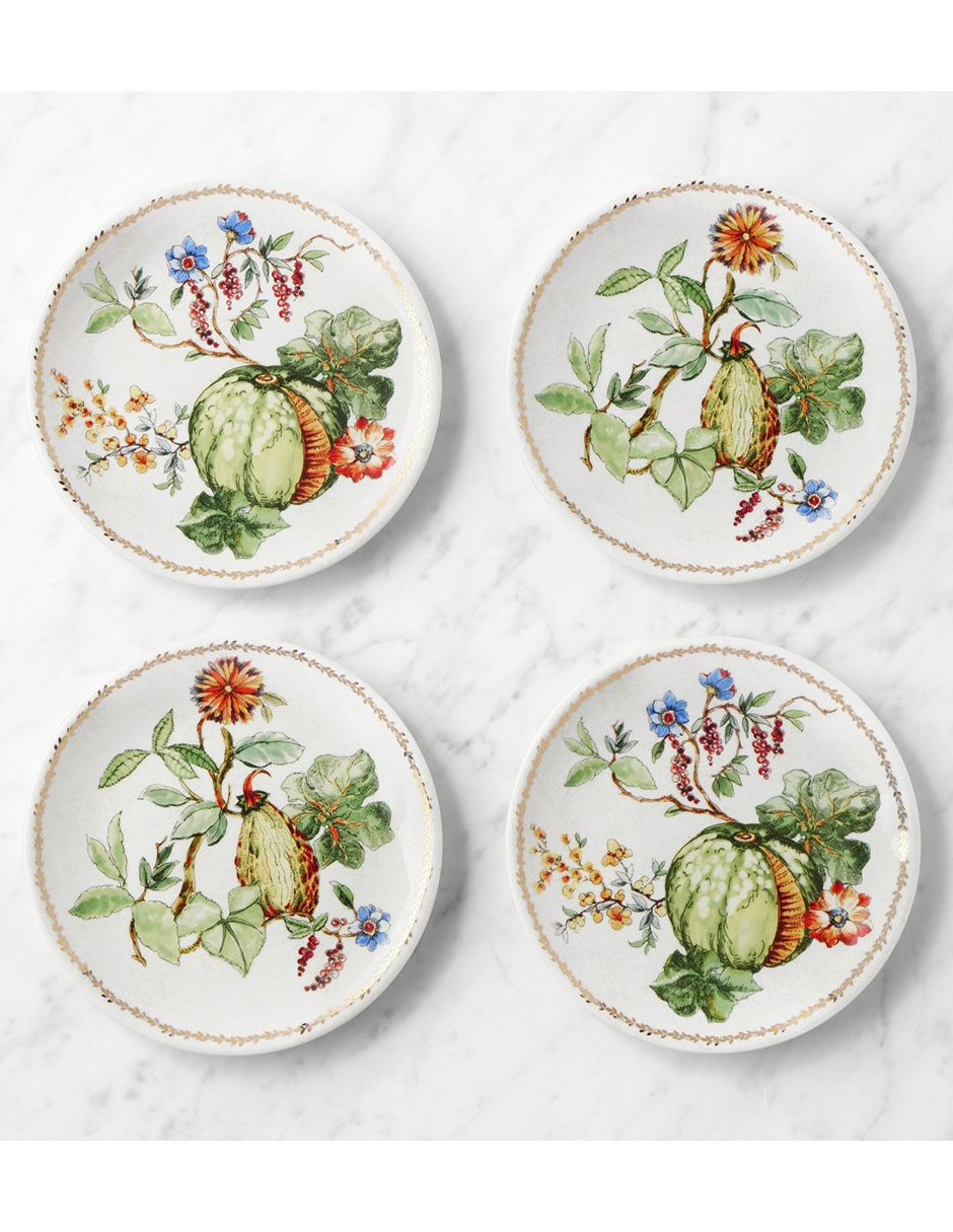 Set platos para aperitivos Wildwood Botanical de porcelana 4 piezas 1