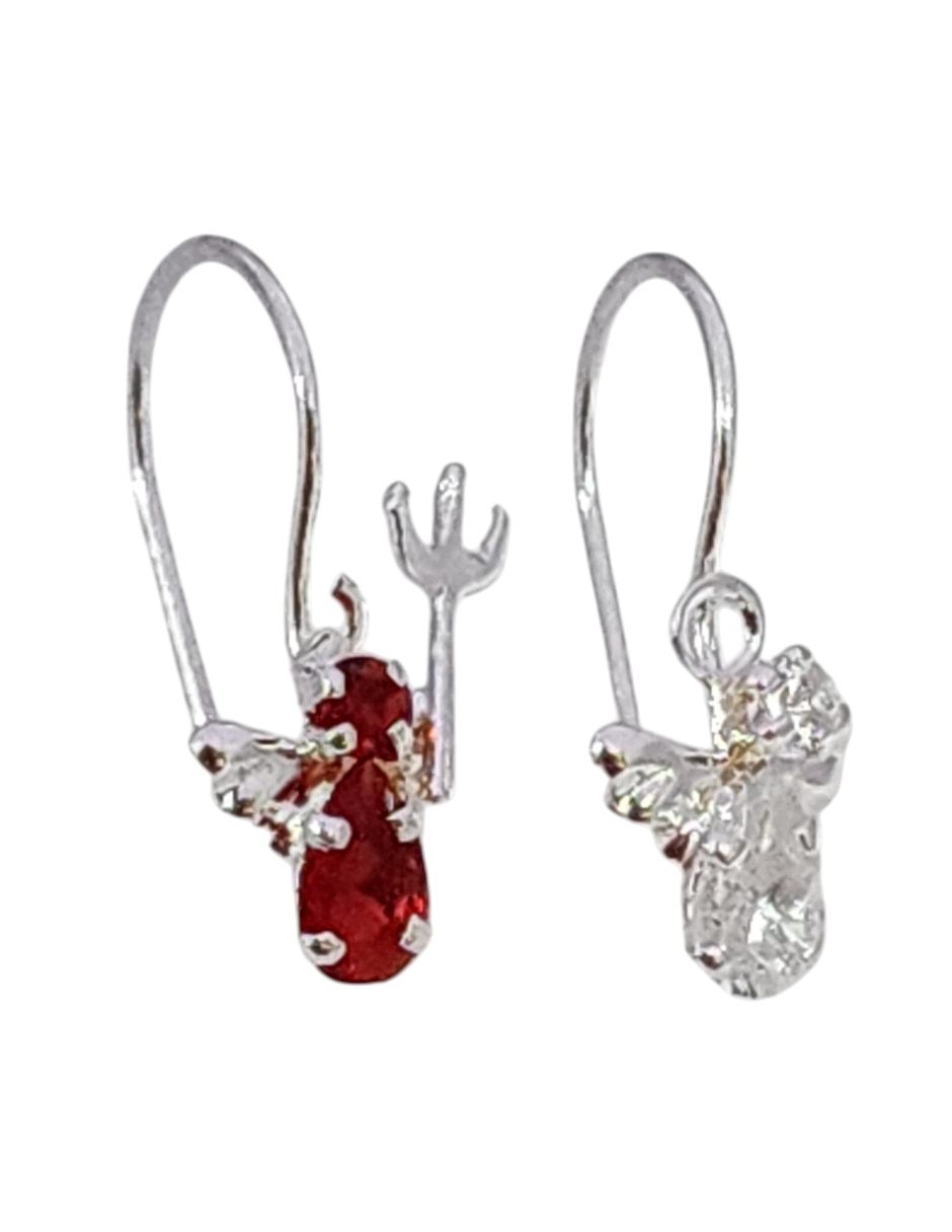 Arracadas de diablo de plata P 925 con acabado brillante zirconia 2