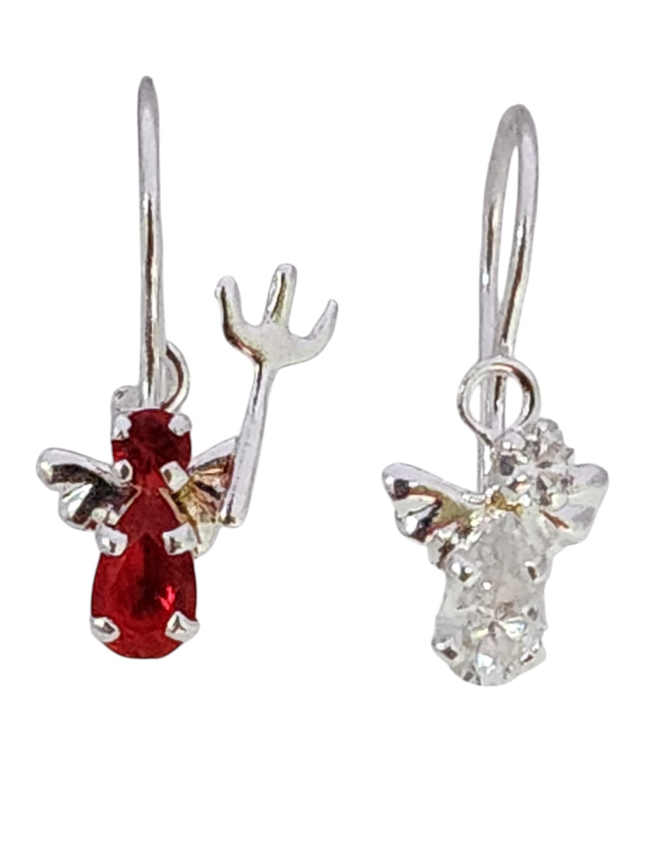 Arracadas de diablo de plata P 925 con acabado brillante zirconia Arracadas de diablo de plata P 925 con acabado brillante zirconia