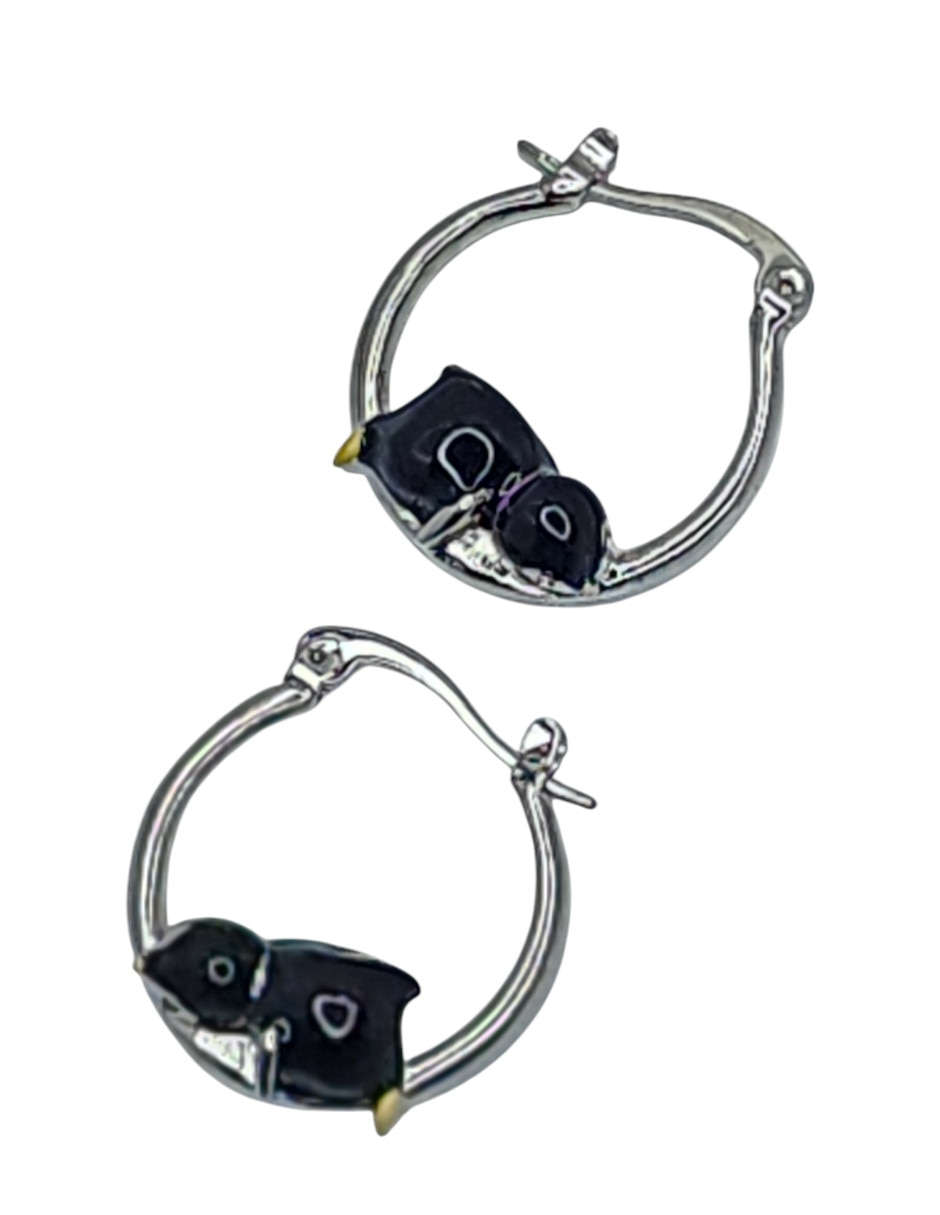 Arracadas de pingüino de oro laminado 14 K 3