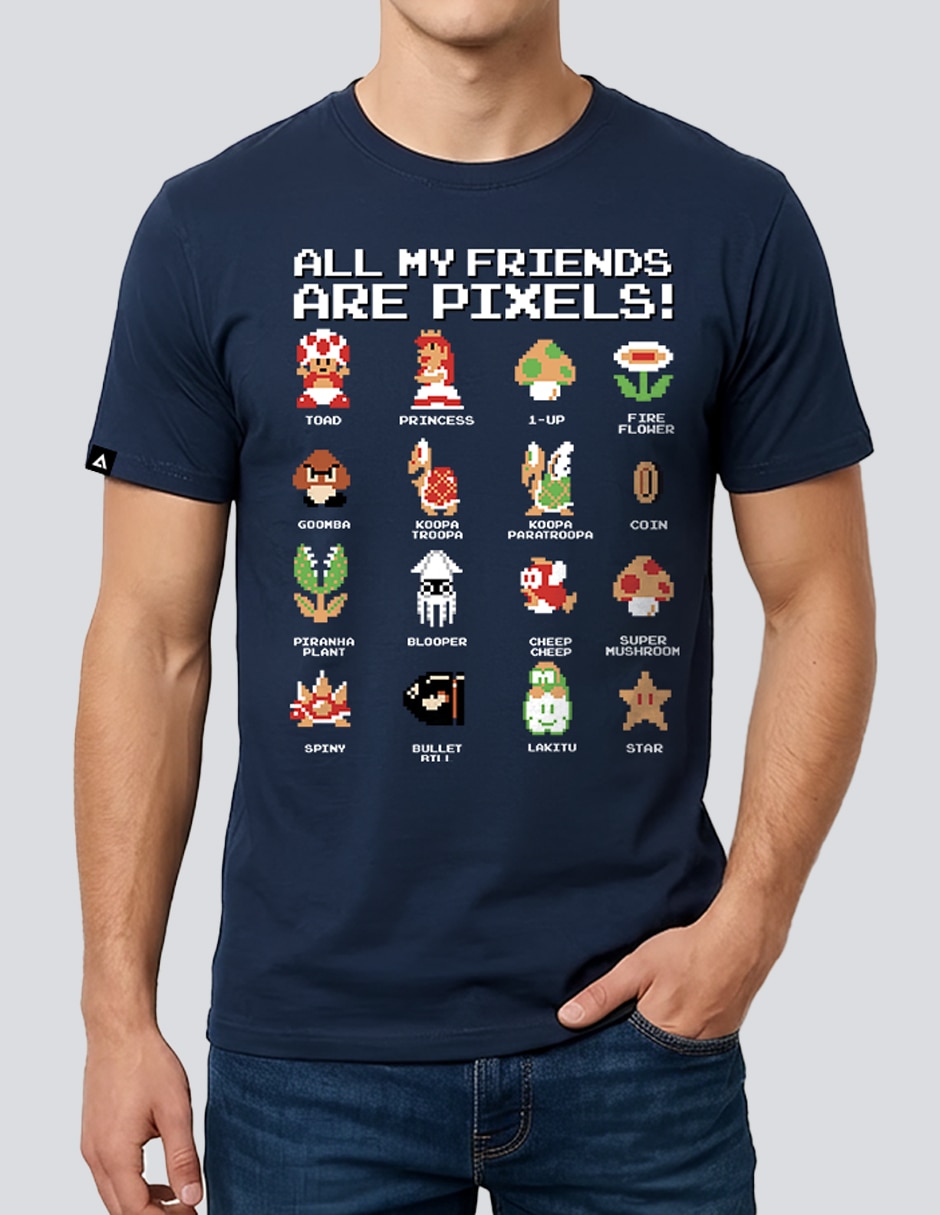 Playera Mario Bros Mario All My Friends cuello redondo para hombre