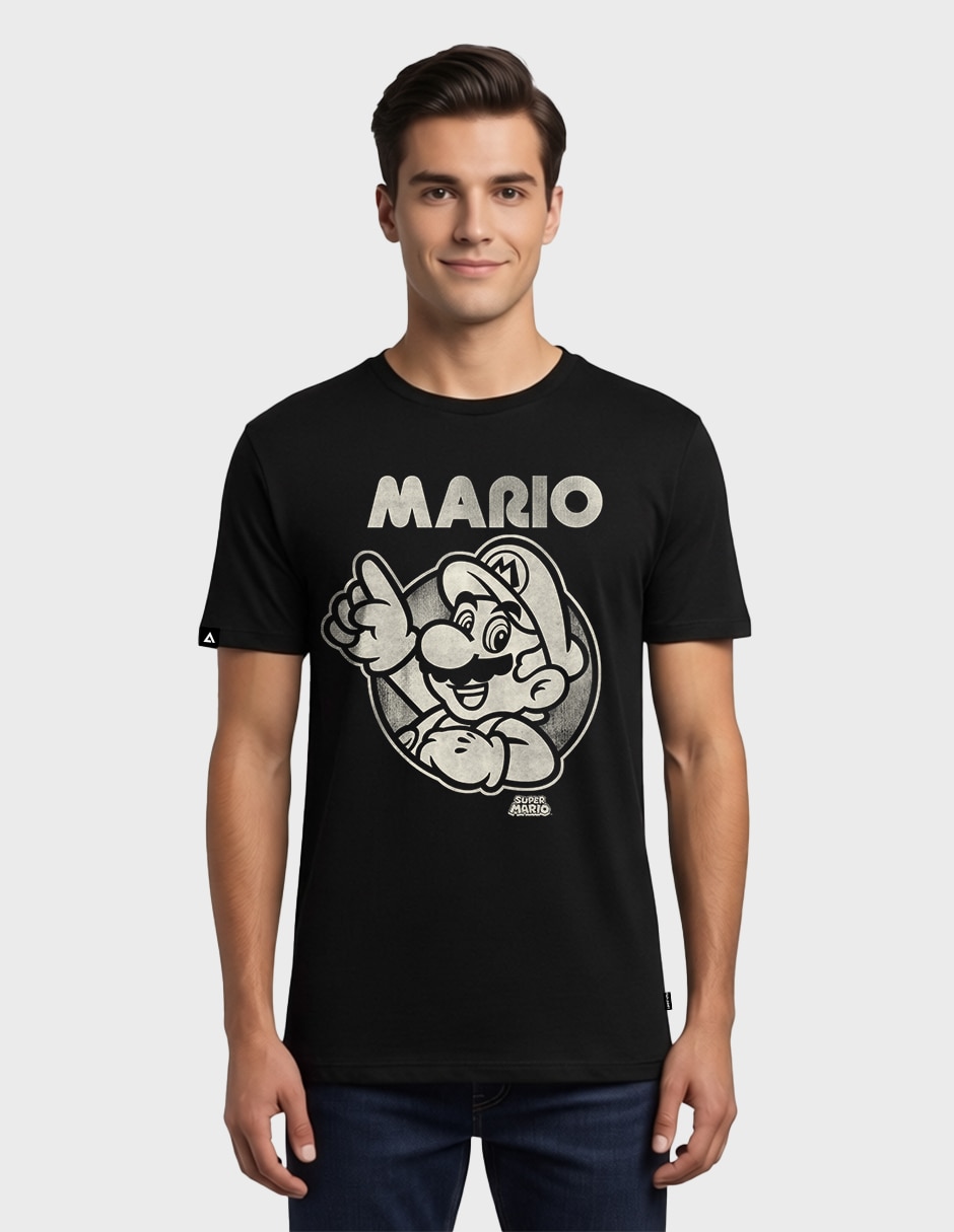'set playera/playera' playera super mario - mario 'cuello' redondo 'para hombre'