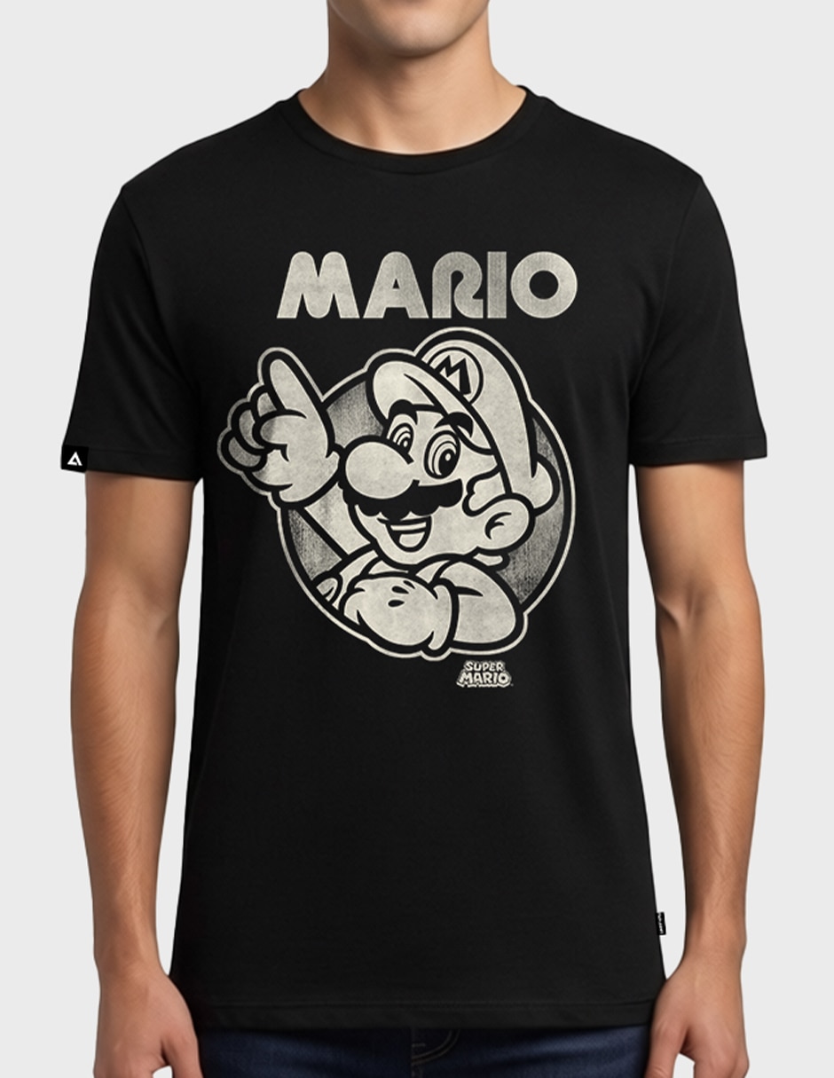 "set playera/playera" playera super mario - mario "cuello" redondo "para hombre" 4