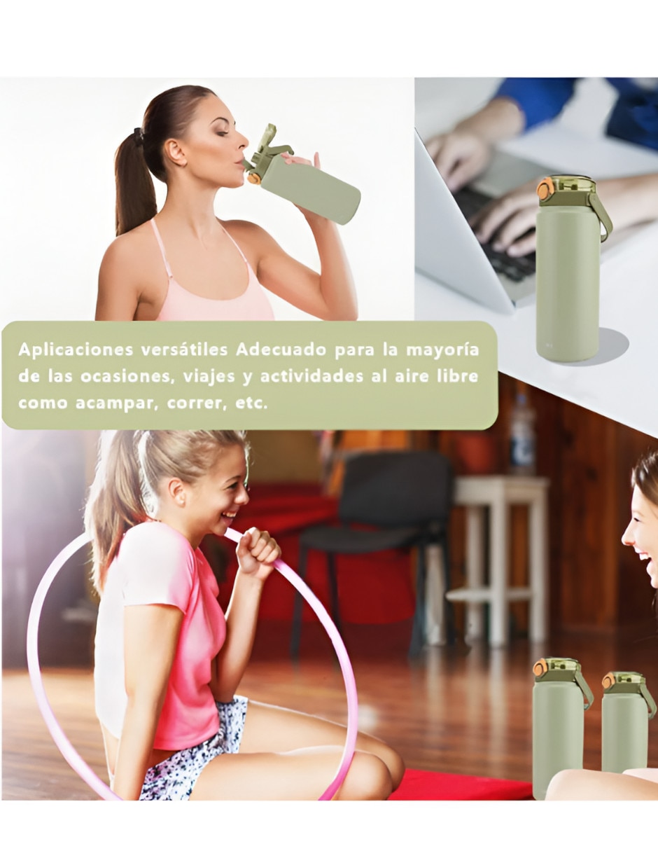 Botella con popote Xtellar de acero inoxidable con tapa rosca 1.2 L