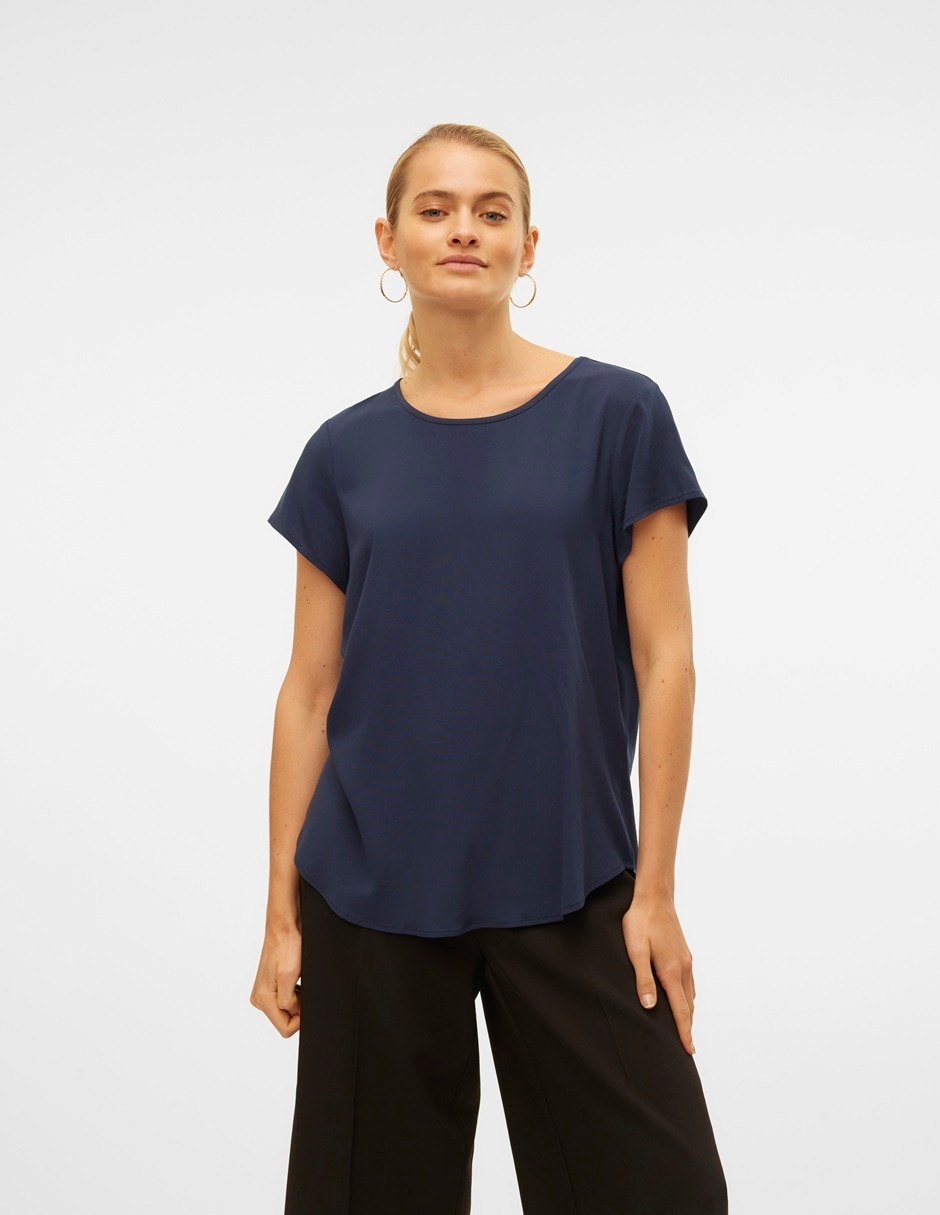 Playera manga corta cuello redondo para mujer