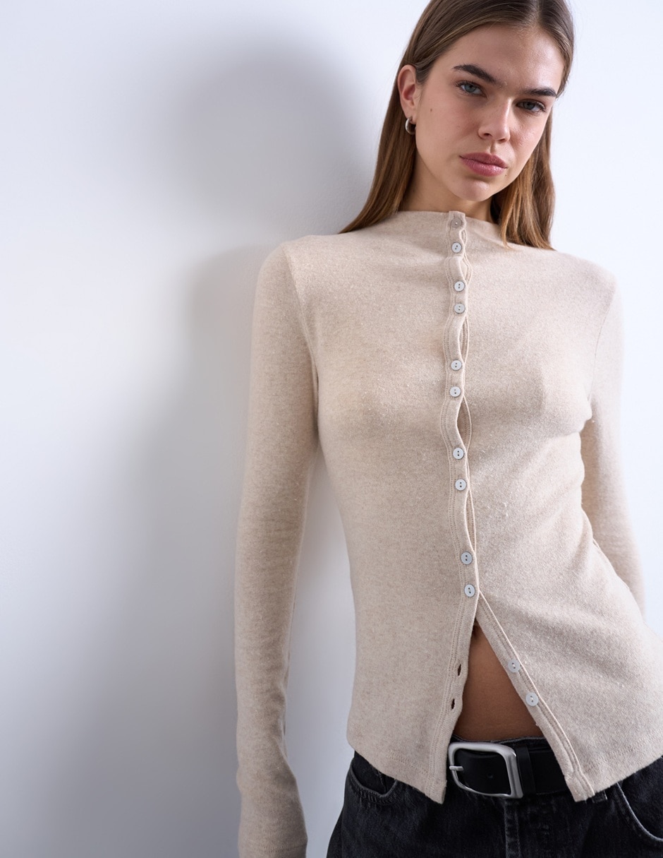 'suéter' 'cuello' con botón 'para mujer'