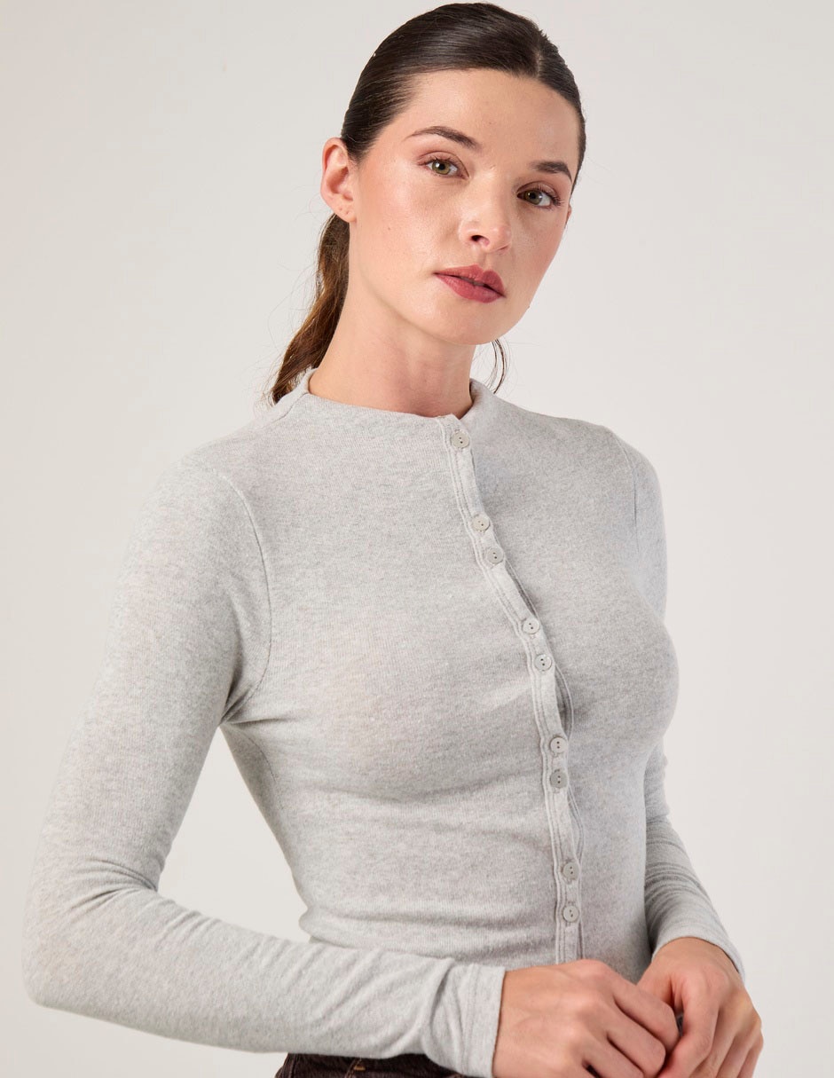 Suéter cuello con botón para mujer 3