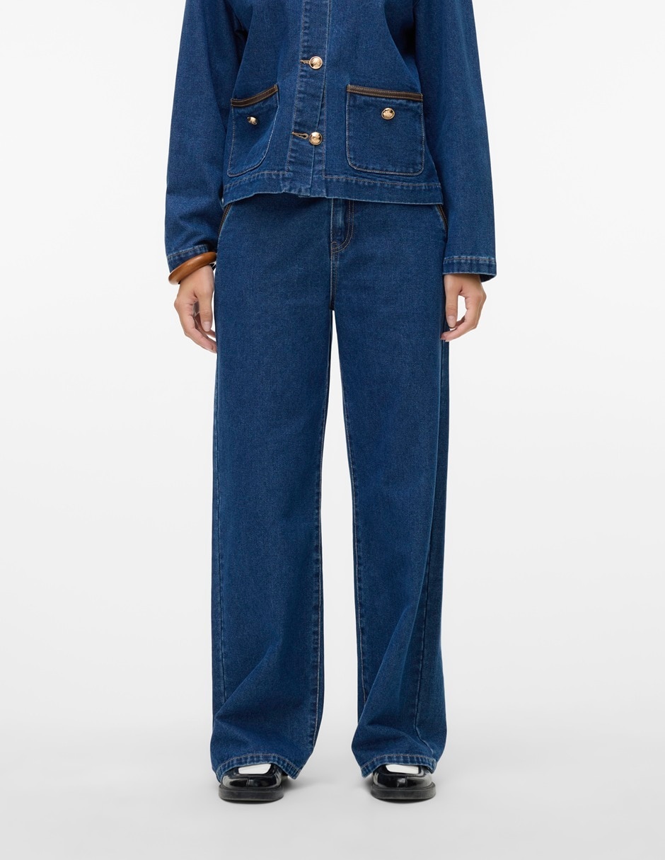 Jeans wide leg cintura alta para mujer 2