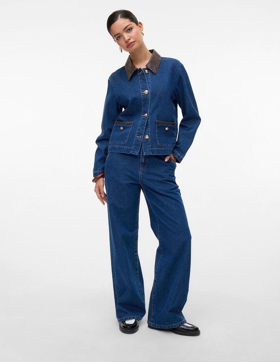 Jeans wide leg cintura alta para mujer