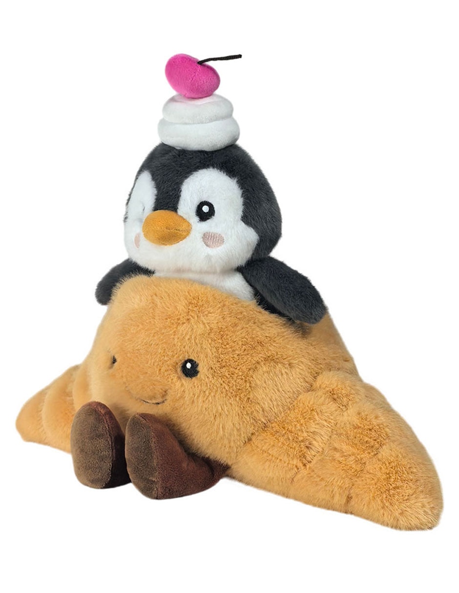 Set de peluches de pingüino y croissant 1
