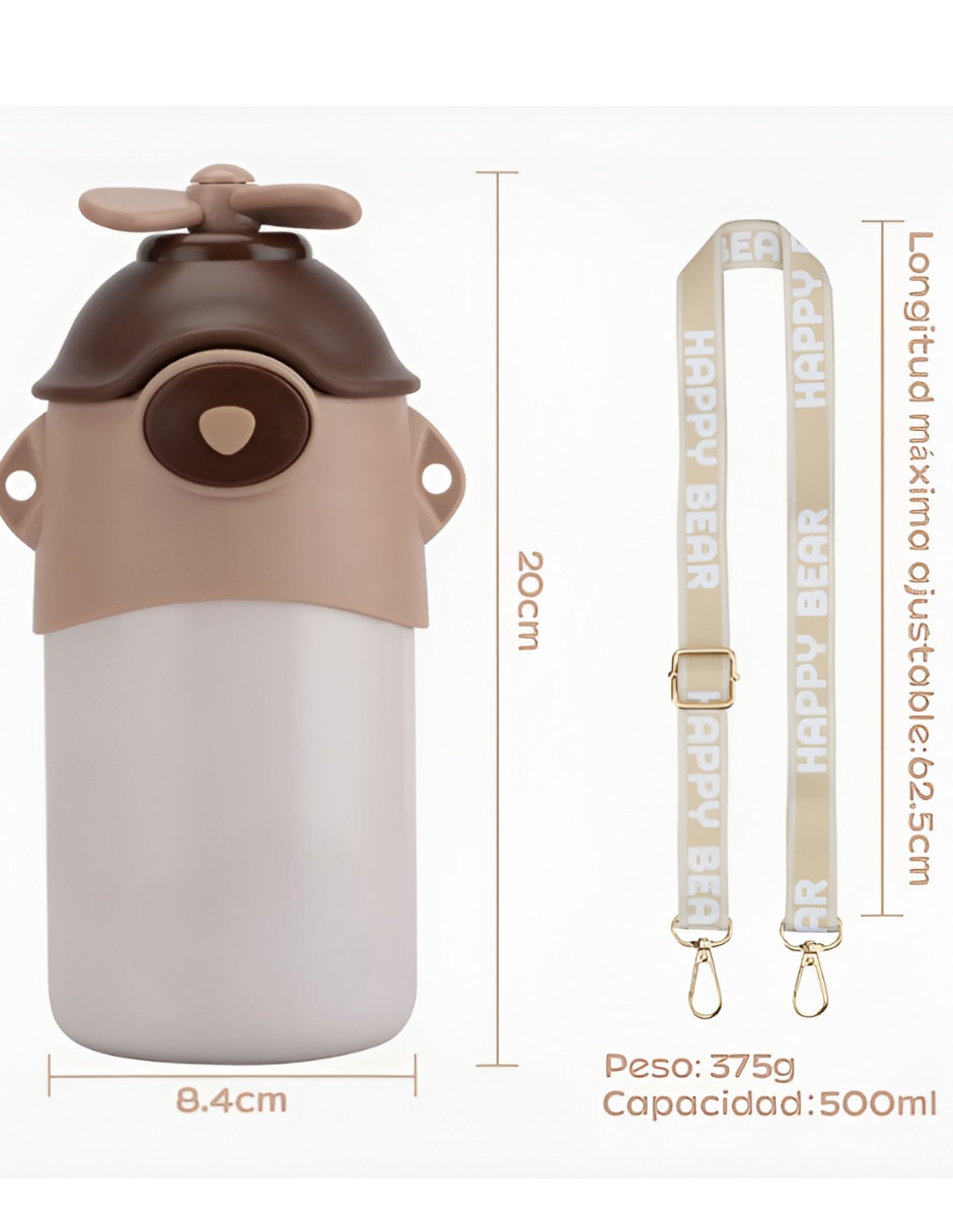 Botella con popote de acero inoxidable con tapa a presión 500 ml 4