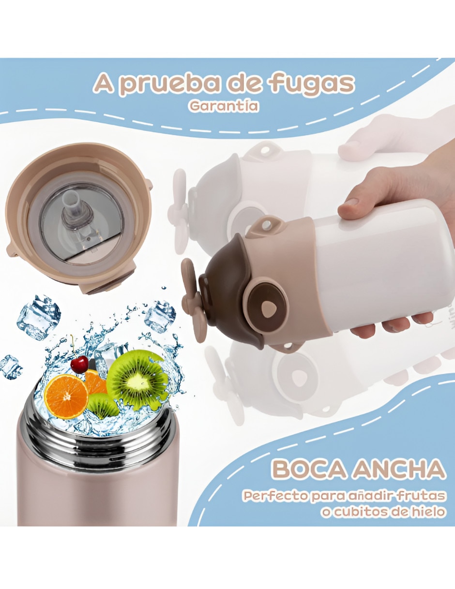 Botella con popote Xtellar de acero inoxidable con tapa a presión 500 ml
