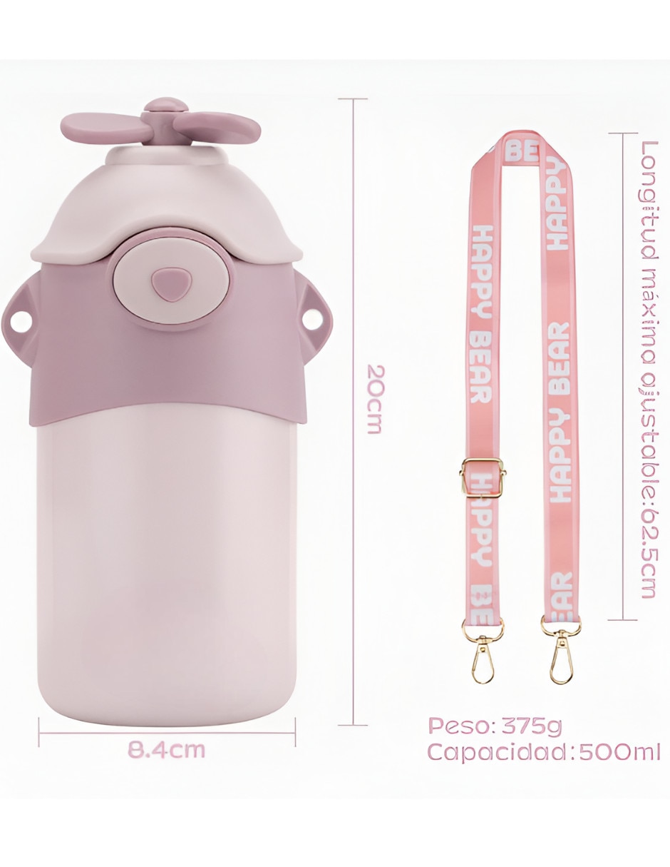 Botella con popote Xtellar de acero inoxidable con tapa a presión 500 ml